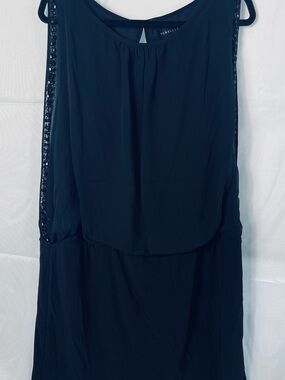 Scarlett Little Black Dress Sheer Overlay Beaded Stretch Size 16